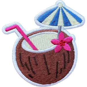 Coconut Cocktail Embroidery Nonwoven Felt <b>Patch</b> 334 Size Iron <b>on</b> <b>Sew</b> <b>on</b> Travel Applique for Bags - Product Image 1