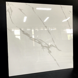 Piastrelle di Lusso per Pavimenti in Gres Porcellanato Smaltato Bianco Carrara 60x60 Effetto Marmo Bianco Greificato per Soggiorno - Product Image 1