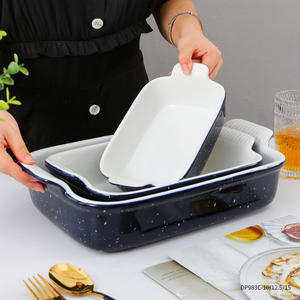 Plaque de cuisson en céramique de grande capacité Plaque de cuisson rectangulaire à usage domestique Four à <span class=keywords><strong>micro</strong></span>-ondes résistant aux hautes températures - Product Image 2