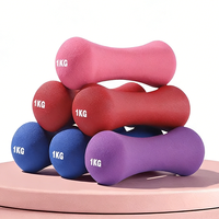 Pesas de mano de hierro fundido para mujer, para deportes familiares, ejercicio de Fitness, 0,5 kg, 0,75 kg, 1kg, mancuerna con forma de hueso de neopreno