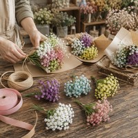 Tige de fleur artificielle de gypsophile multicolore personnalisable pour bouquet de mariage, décoration DIY, vente en gros