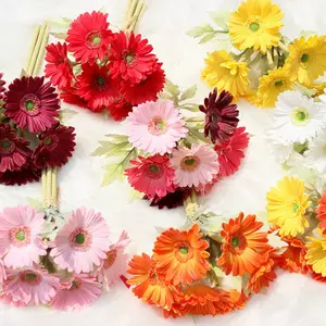 High Quality Artificial Pu Gerbera Daisy Flower Bouquet Real Touch For Home Wedding Decoration Table Center Piece Flower