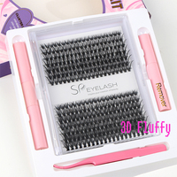 SP EYELASH Kit de Cils en Grappes DIY 3D Effet Vison Synthétique, Style Russe, 8-16mm, Courbure C D, Segments Pré-découpés, Extensions de Cils en Grappes Effilées