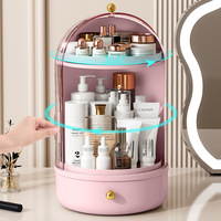 Boîte de rangement pour pinceaux de maquillage et cosmétiques JX, grande, rotative, anti-poussière, avec couvercle pivotant, en matériau PP, design luxueux