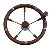 Volant de bateau FOYO de qualité supérieure en teck et acier inoxydable 304, 15,5 pouces, 5 branches, directement de l'usine