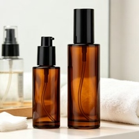 Botellas de Vidrio Ámbar de 30ml y 50ml con Pulverizador a Presión, Botellas Recargables Cosméticas a Prueba de Luz, Botellas para Lociones y Perfumes