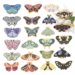 Lot de badges en émail personnalisés en gros, style vintage, papillon, insecte gothique, épingles de revers en métal - Product Image 2