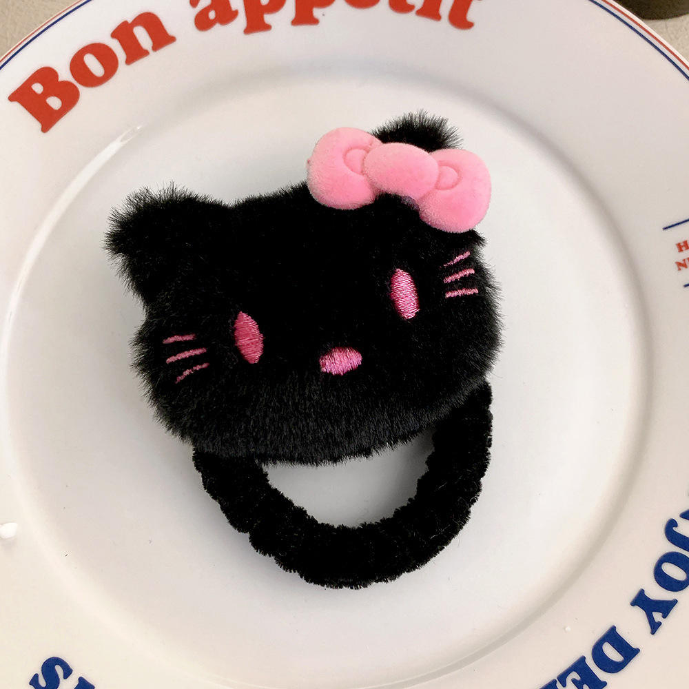 4 black cat hair ties