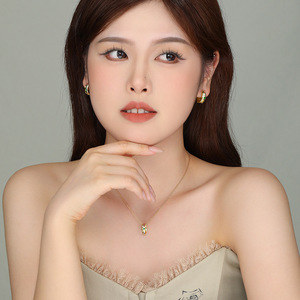 Hainon 925สีเงินสเตอร์ลิงสีเงินสร้อยคอจี้แหวนเพทายสร้อยคอชุบทองคลาสสิกสำหรับผู้หญิง <span class=keywords><strong>X666</strong></span> - Product Image 6