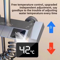 Système de robinetterie de bain thermostatique intelligent moderne avec affichage LED, en aluminium noir spatial, à touches piano, pour jets de pluie doux