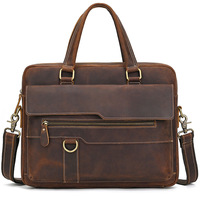 Sac de transport professionnel en cuir véritable pleine fleur pour homme, mallette pour ordinateur portable 14 pouces, idéal pour les trajets quotidiens