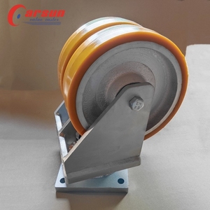 <span class=keywords><strong>12</strong></span> Zoll Ultra Heavy <span class=keywords><strong>Industrial</strong></span> Plate Casters Doppelrad-Gusseisen kern mit PU-drehbarem Stahl material OEM-unterstützt - Product Image 3