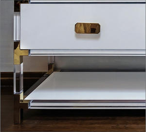 <span class=keywords><strong>Table</strong></span> <span class=keywords><strong>console</strong></span> d'entrée en bois et acrylique nordique avec étagères et tiroirs - Product Image 4