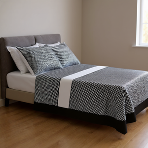 Ensemble de draps Queen Size 50% coton, motif géométrique, style moderne, usage domestique, 4 pièces - Product Image 2