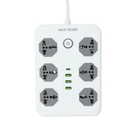 NOUVEAU Bloc multiprise 6 prises en ABS avec interrupteurs colorés, courant nominal 10A, câble d'extension de 2m, 3 ports USB-A + 1 port USB-C