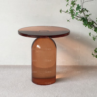 Mesa de centro de sala de estar minimalista circular acrílica mesa auxiliar de sofá de carga duradera