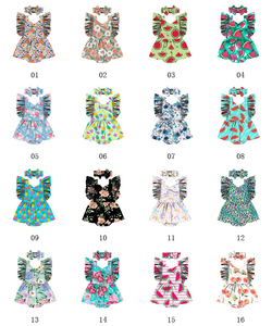 HY-032 Vestido tipo body vintage con cuello en V y estampado de sandía para bebé niña, pelele de verano, nueva moda, mono para niños, ropa infantil - Product Image 4