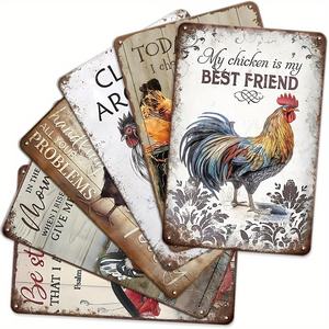 Pancarte en métal rétro « Rooster Chicken » – Décoration murale « Cluck Around and Find Out » pour ferme, poulailler et maison - Product Image 6
