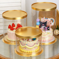 Boîte à gâteau transparente en PET recyclable avec motif cylindrique haut et couche transparente anti-poussière pour exposition, stockage, fleurs, cadeaux, aliments