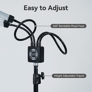 Lampe de remplissage LED pliable à quatre bras avec télécommande 360° °   Lampe de photographie rotative pour selfie, maquillage, tutoriel, enregistrement vidéo - Product Image 3