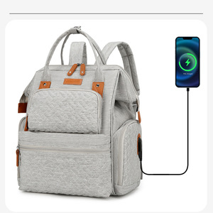 Nueva <span class=keywords><strong>bolsa</strong></span> para mamá, juego multifuncional <span class=keywords><strong>de</strong></span> <span class=keywords><strong>dos</strong></span> <span class=keywords><strong>piezas</strong></span> con cambiador, carga USB, mochila <span class=keywords><strong>de</strong></span> separación seca y húmeda <span class=keywords><strong>de</strong></span> gran capacidad para madre - Product Image 4