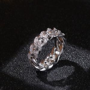 Bague cubaine en argent sterling 925 plaqué or massif 14 carats avec zircone cubique sertie pour hommes et femmes - Product Image 6