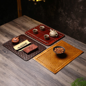 Handmade Bamboo Woven Tea Mat Rectangle Zen Style Tea Ceremony Accessory Mats Pads - Product Image 1