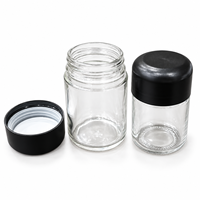 Bocaux en verre résistants aux enfants KDG pour le stockage des herbes, 3,5 g, 7 g, 14 g, avec couvercle CR noir mat, étiquettes personnalisées pour les bocaux à fleurs séchées