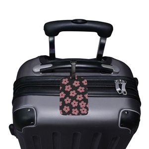 Travel Essentials Privacy Protection Hawaii Pink Hau Flower Luggage ID <b>Tag</b> Custom Print PU Leather Luggage <b>Tags</b> for <b>Suitcases</b> - Product Image 5