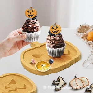 Bandeja de bambú con forma de calabaza, plato para dulces y bocadillos con temática de Halloween para decoraciones de fiestas infantiles - Product Image 4