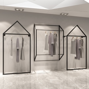 Simple Design Boutique Garment Shop <strong>Display</strong> Clothing Wall <strong>Racks</strong> <strong>Pipe</strong> Clothing <strong>Rack</strong> Black Clothing <strong>Rack</strong> - Product Image 5