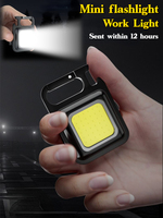 Senter COB Mini LED 3 mode, gantungan kunci senter portabel USB dapat diisi ulang untuk memancing, berjalan dan berkemah