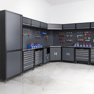 Banc de travail de garage en fer robuste RW, grand modèle, avec armoires à outils amovibles, support OEM/ODM personnalisé, noir, capacité de charge de 500 kg - Product Image 4