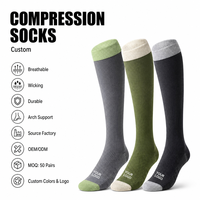 Chaussettes de compression personnalisées OEM en gros avec logo, douces, à compression graduée, hautes jusqu'au genou, pour la course à pied, l'athlétisme, la randonnée, chaussettes de compression pour hommes