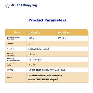 Générateur de signaux électroniques Siglent Dingyang SDG6032/52X, 350-500 MHz, double canal, 2.4GSa/s, 16 bits - Product Image 3