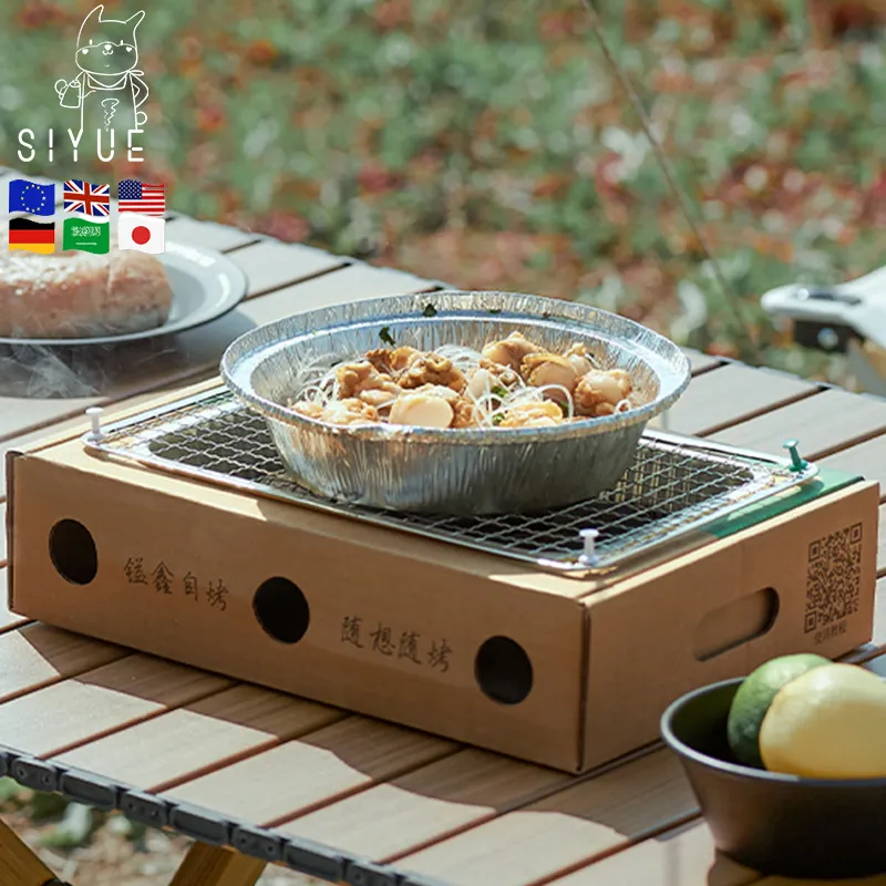 SIYUE Portable 6-8 personnes Barbecue pique-nique jetable pliable charbon de bois barbecue grilles Camping en plein air pique-nique Barbecue Machine 2481