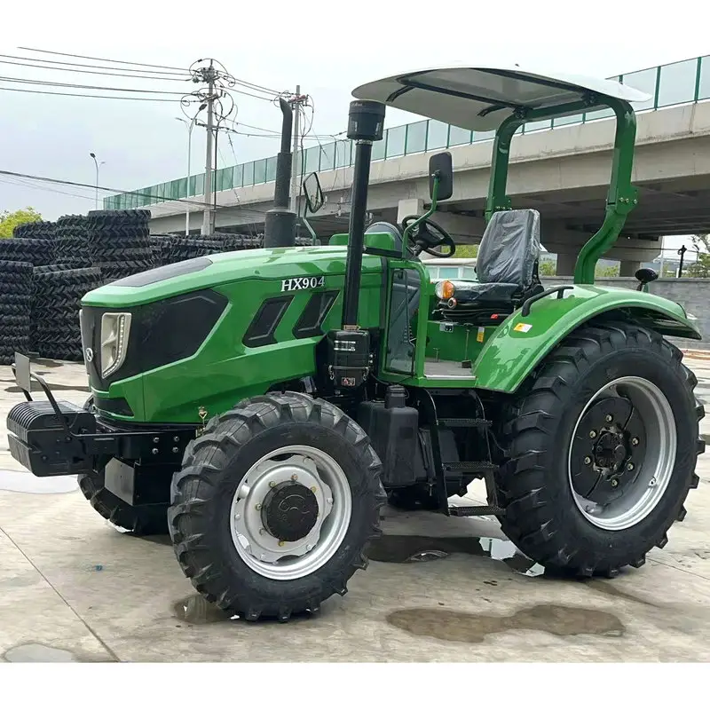 Venda quente modo 90hp 4wd trator agrícola com todos os implementos tipo