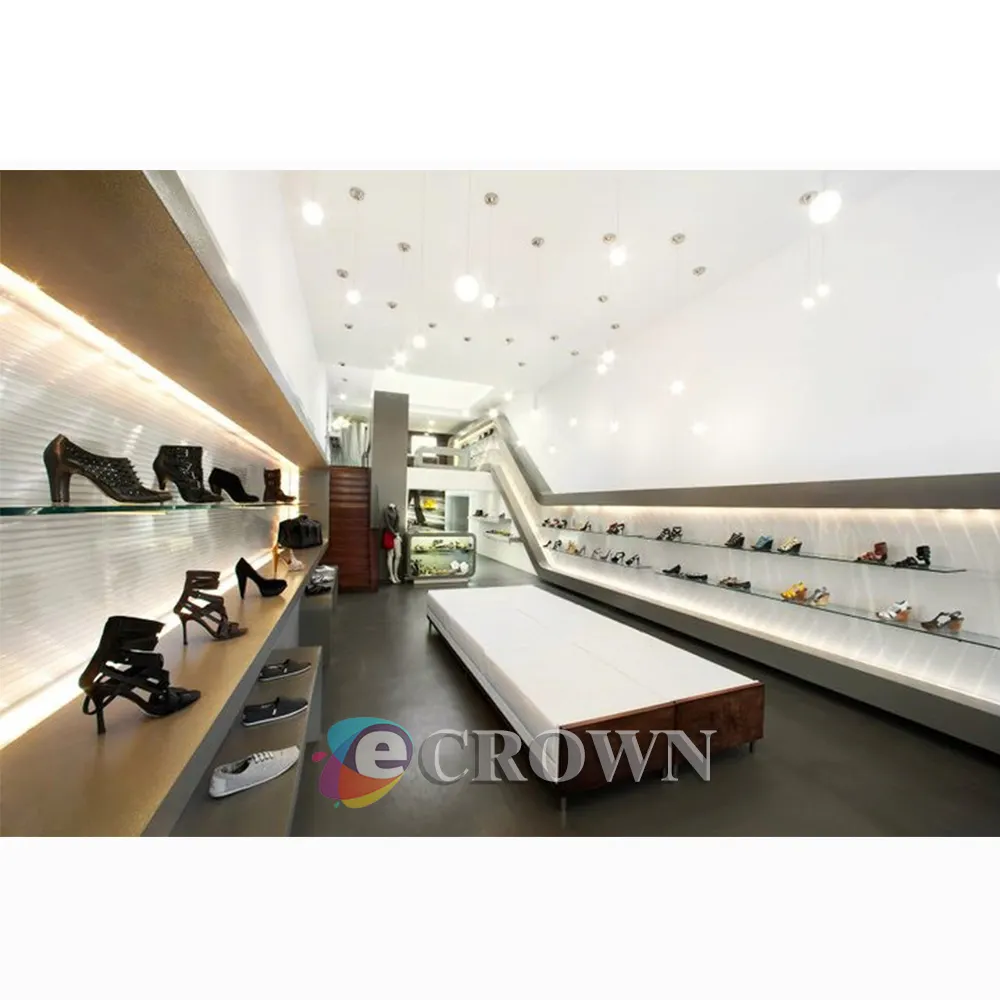 Wood Supplier New Style Display leather shoe shop design For Mall Sale