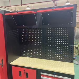 Banc de travail modulaire personnalisé en acier inoxydable pour atelier et garage, avec armoire à outils, panneau perforé et tiroir verrouillable - Product Image 5