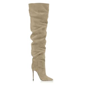 Stivali da donna sopra il ginocchio in finta pelle scamosciata con cerniera laterale, caldi e invernali, modello 2026 in saldo, ideali per cosce larghe e gambe con pieghe. - Product Image 3