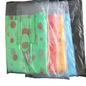 Plain Black and White Recycled Materials PE T-shirt <b>Bags</b> for Supermarket and Exhibition Shopping - Product Image 4