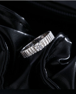 S925 <b>Silver</b> Half Eternity Baguette CZ Band with CenRound Diamond <b>Solitaire</b> <b>Ring</b> Prong Setting Classic Engagement Band for Women - Product Image 5