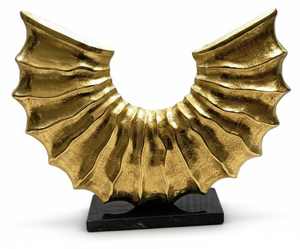 Sculpture abstraite en aluminium de qualité supérieure avec base en marbre, pièce d'art décorative moderne dorée - Product Image 2