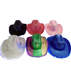 Недорогая блестящая ковбойская шляпа с космическим светом, шляпа ковбоя, блестящая ковбойская шляпа с блестками для Хэллоуина - Product Image 2