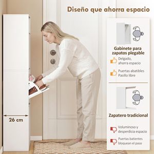 SENYU Meuble à chaussures autoportant moderne avec 2 tiroirs, rangement gain de place pour entrée, mobilier de maison, design minimaliste, blanc - Product Image 6