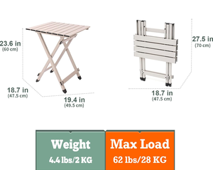 Mesa Plegable Moderna para Camping, Ligera, de Aleación de Aluminio, Portátil, 18.5x18.5x24.5 Pulgadas, para Picnic, Playa, Senderismo - Product Image 2