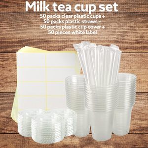 98mm PP Disposable Thick Smoothie Clear Transparent Plastic <b>Cup</b> for Milk Tea Bubble Boba Parfait & Lid-Custom Logo - Product Image 2