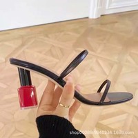 Hxmy024 Sandales d'été pour femmes Designer Chaussures à talons roses imperméables avec 9cm de hauteur Semelle extérieure en liège en gros
