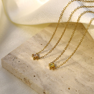 Crystal Necklace Gold Chain With Zircon Amethyst Emerald Bezel Setting Clavicle Chain For Women Everyday Wear - Product Image 2