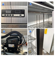 Réfrigérateur commercial à 3 portes pour viande, en acier inoxydable, pour boucherie, avec crochets, porte vitrée triple verticale